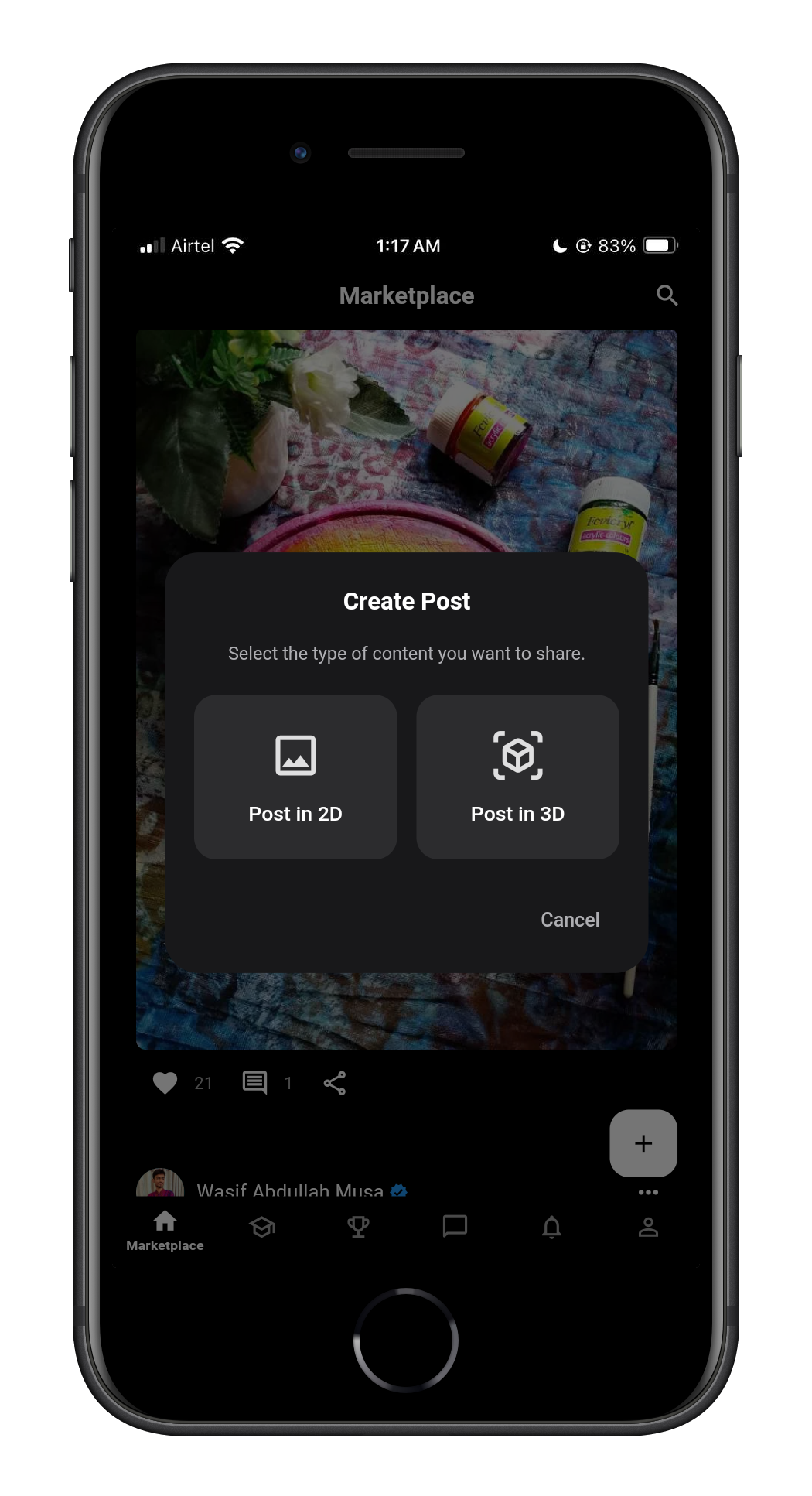 Craftly 3D posting options showing differentiation